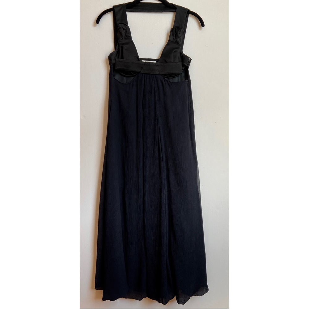 GIVENCHY NAVY CRINKLE CHIFFON BLACK SILK EMPIRE WAIST GOWN XS - Picture 2 of 9